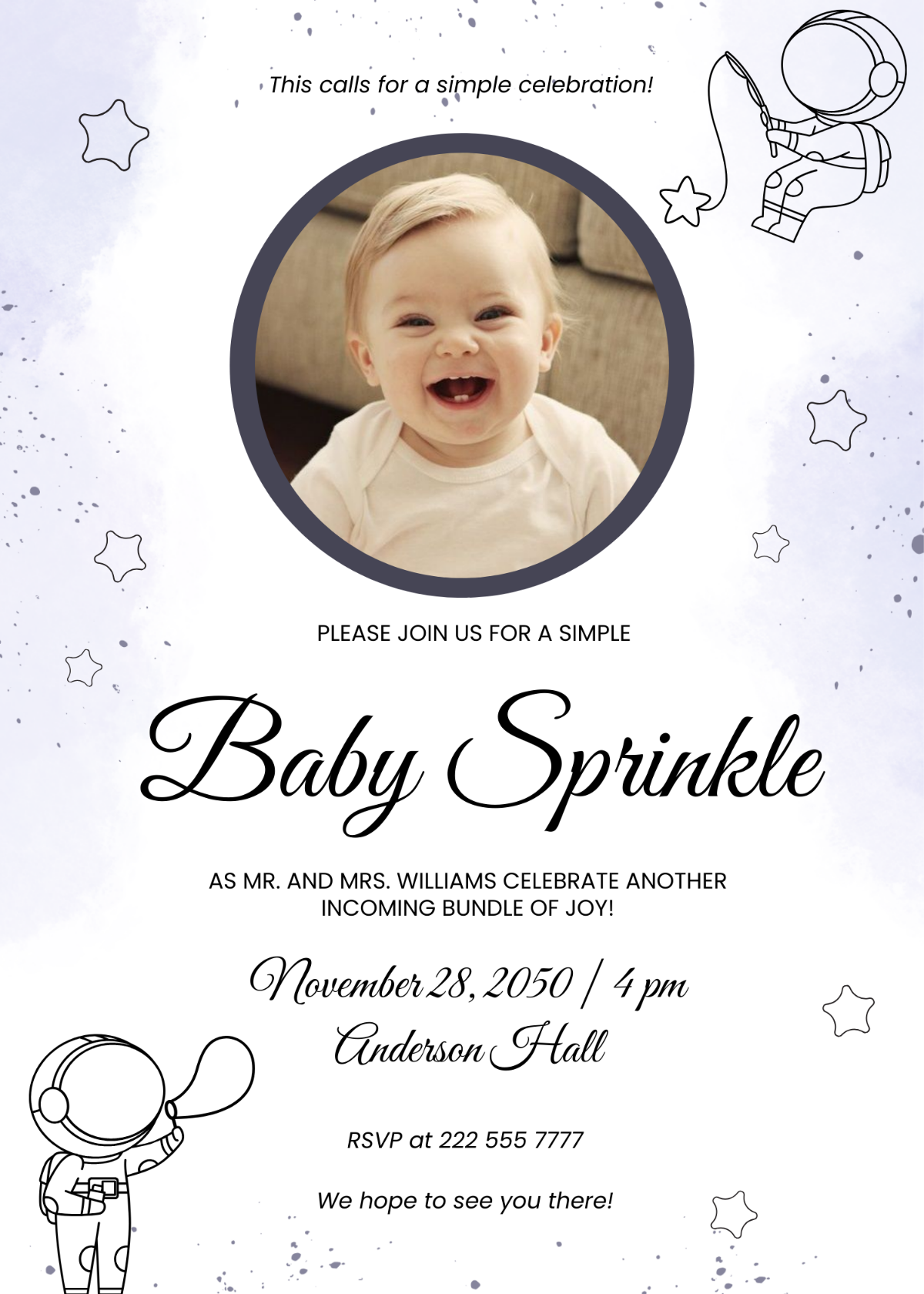 Free Baby Sprinkle Gender Neutral Ceremony Invitation
