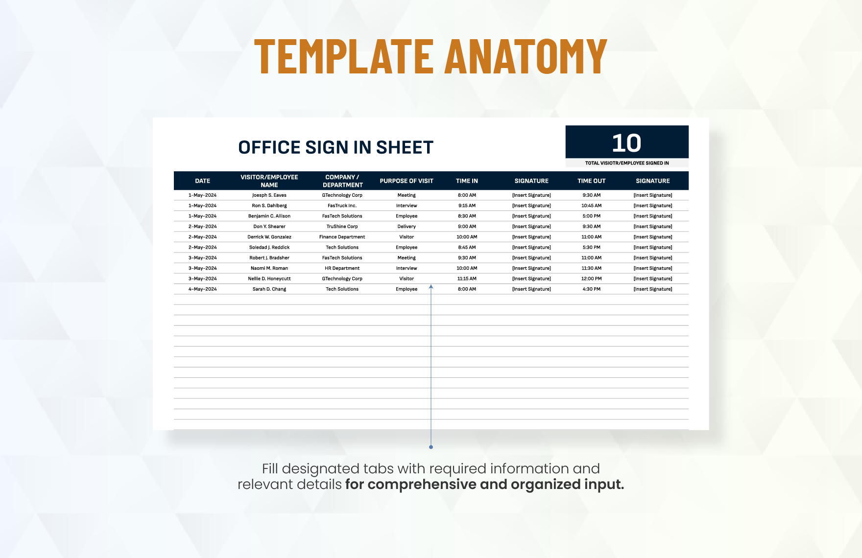 Office Sign in Sheet Template