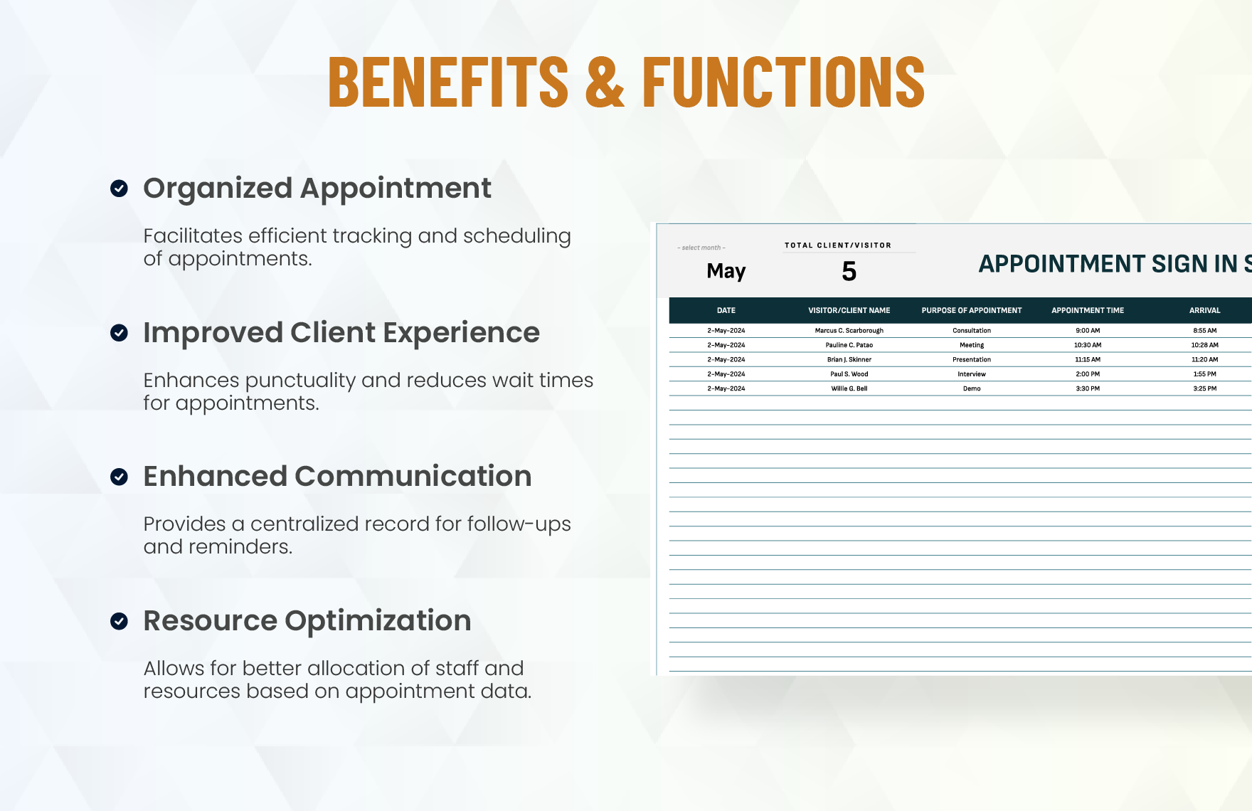 Appointment Sign in Sheet Template