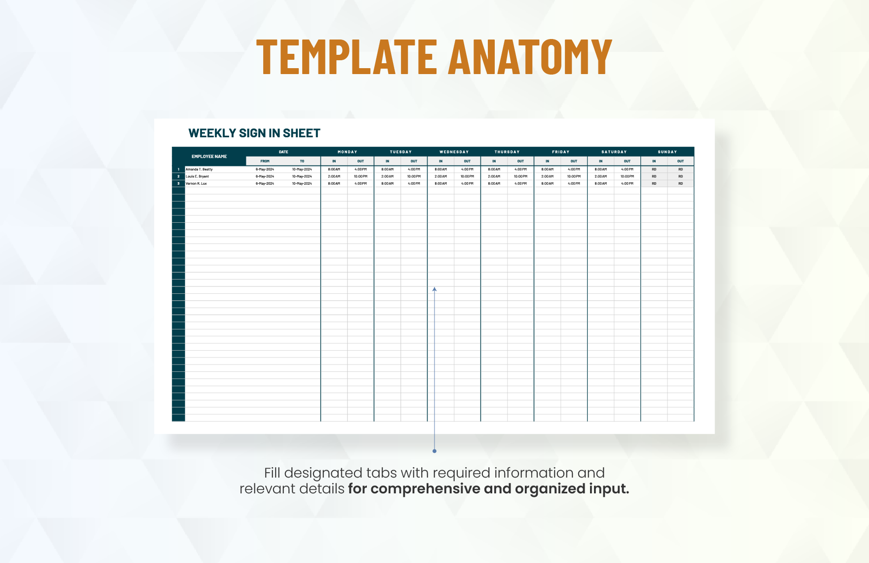 Weekly Sign in Sheet Template