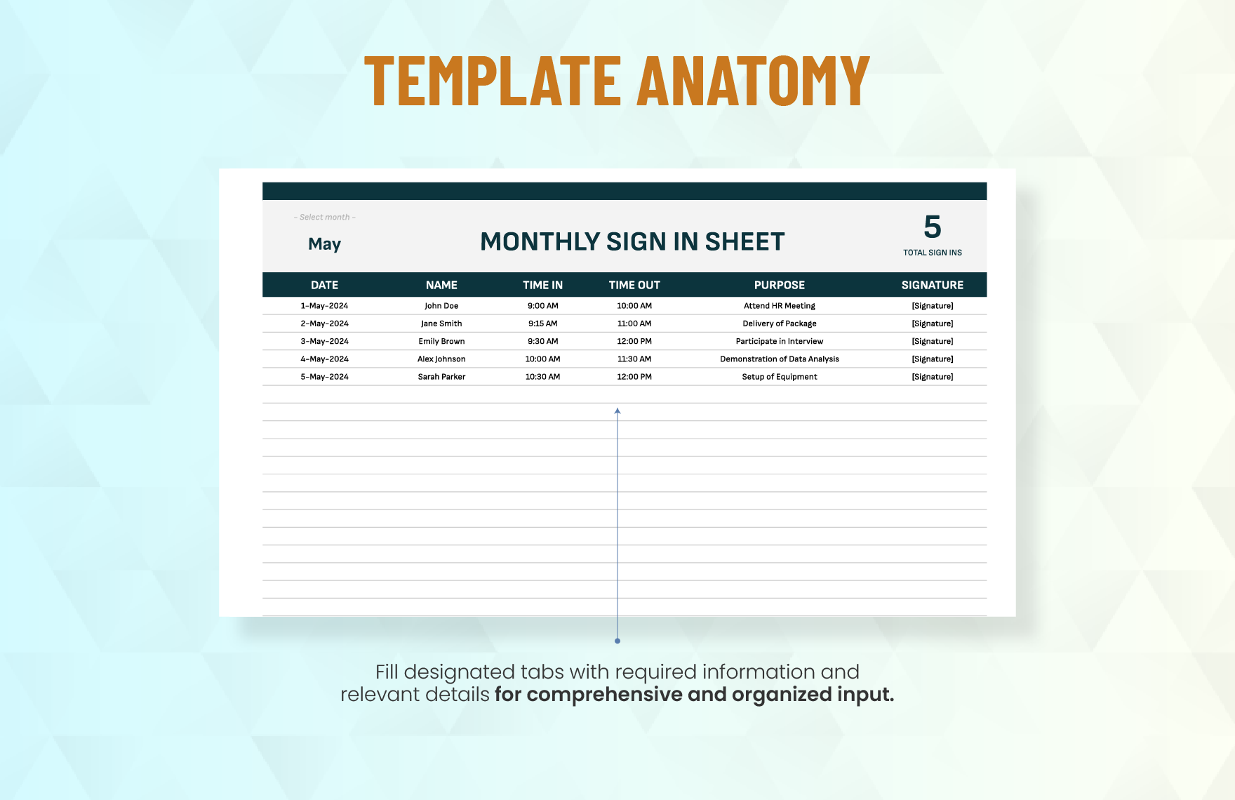 Monthly Sign in Sheet Template