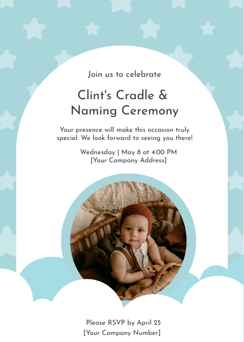 Cradle & Naming Photo Invitation