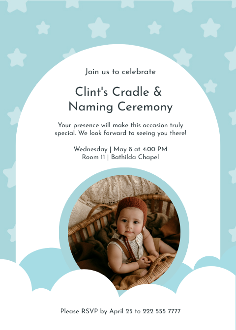 Cradle & Naming Photo Invitation 