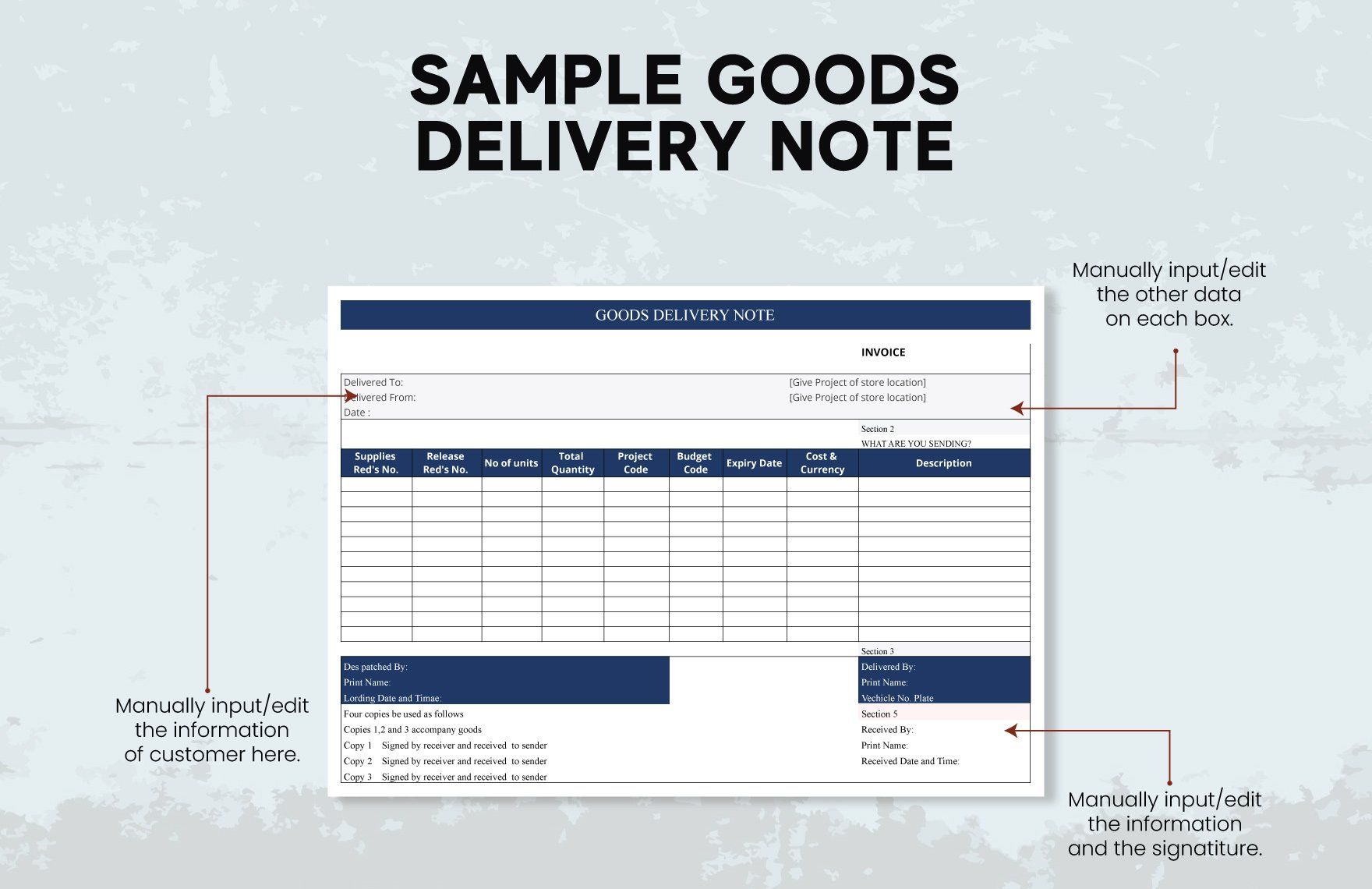Sample Goods Delivery Note Template