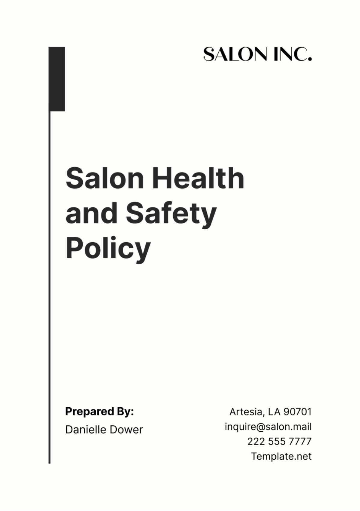 Salon Health and Safety Policy Template