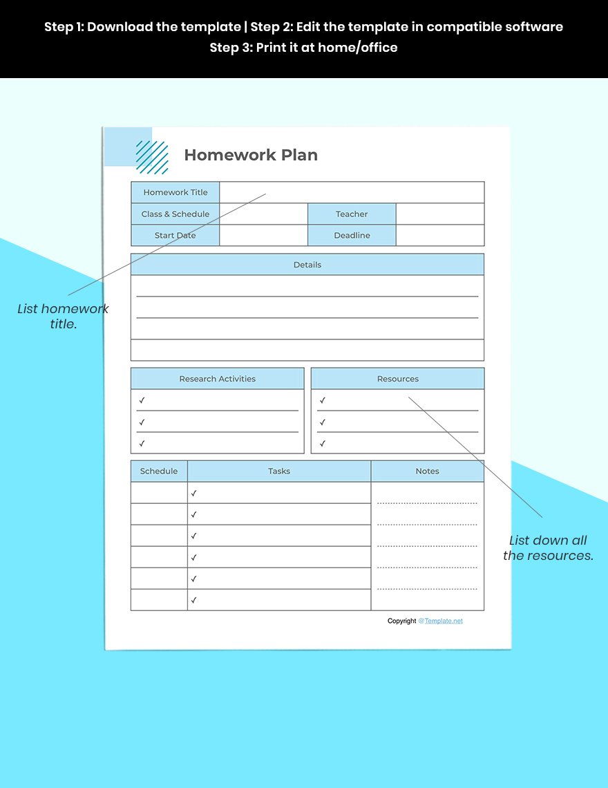 Simple Homework Planner Printable