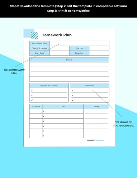Simple Homework Planner Printable