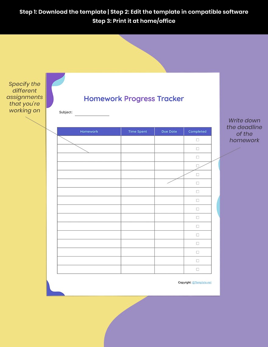 Basic Homework Planner Template
