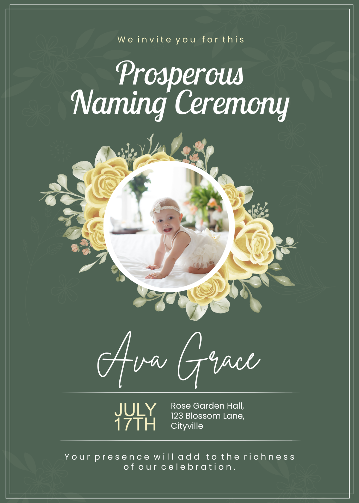 Free Prosperous Baby Naming Ceremony Invitation Template