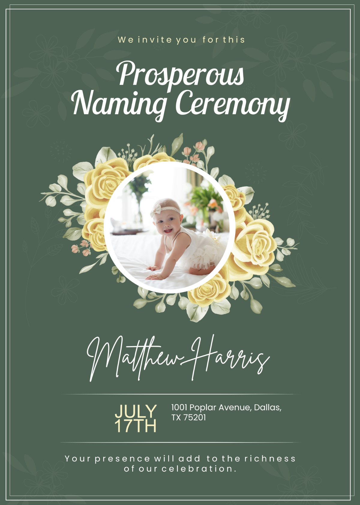 Prosperous Baby Naming Ceremony Invitation