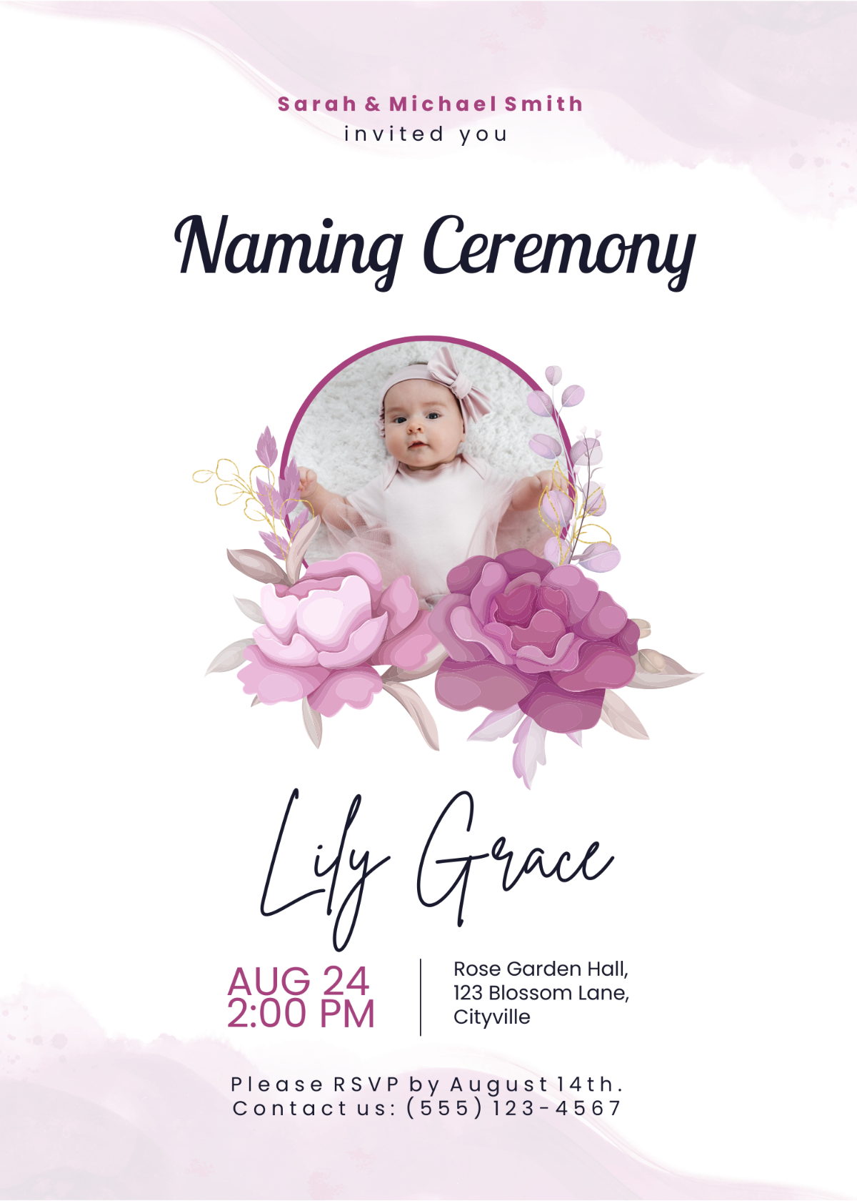 Free Girl Naming Ceremony Invitation Template