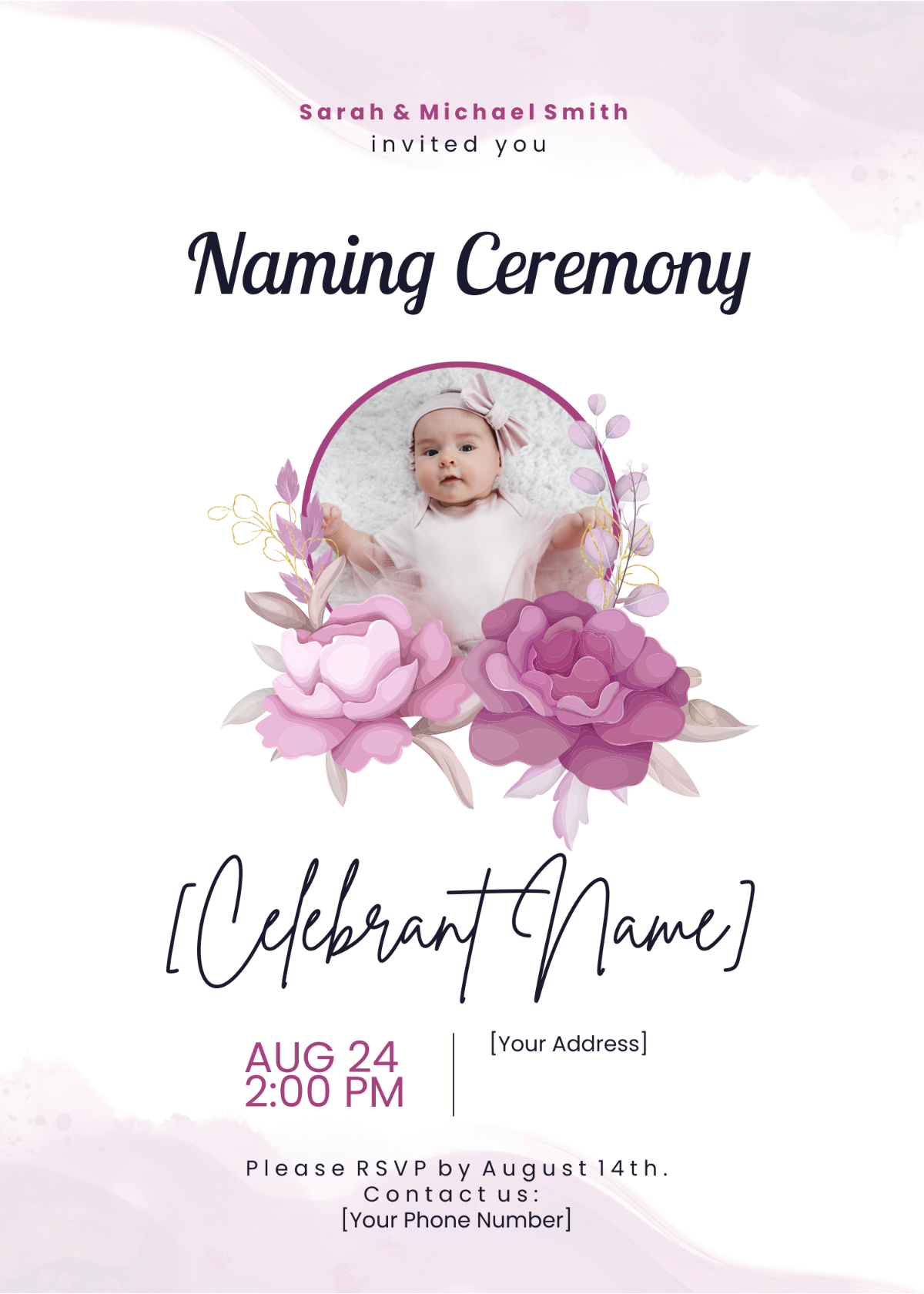 Girl Naming Ceremony Invitation Template