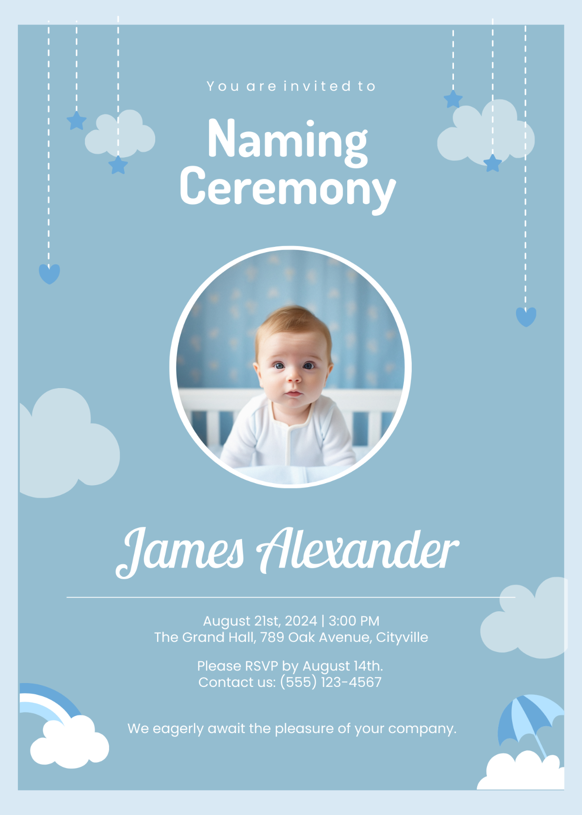 Boy Naming Ceremony Invitation Template