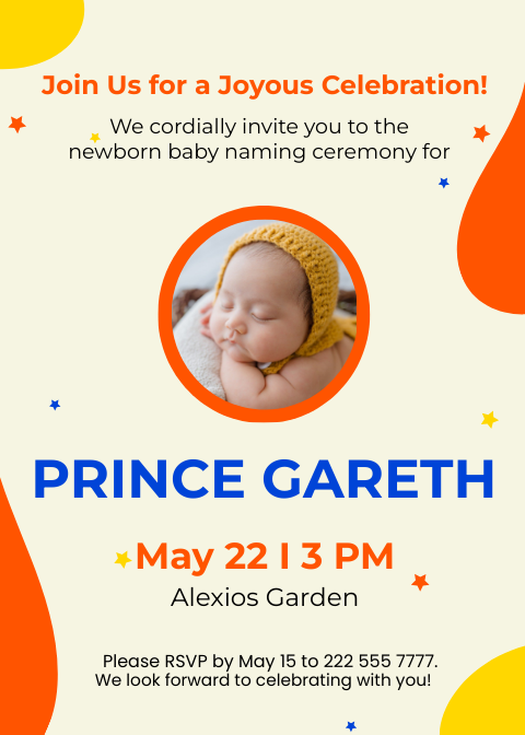 New born baby naming ceremony invitation
