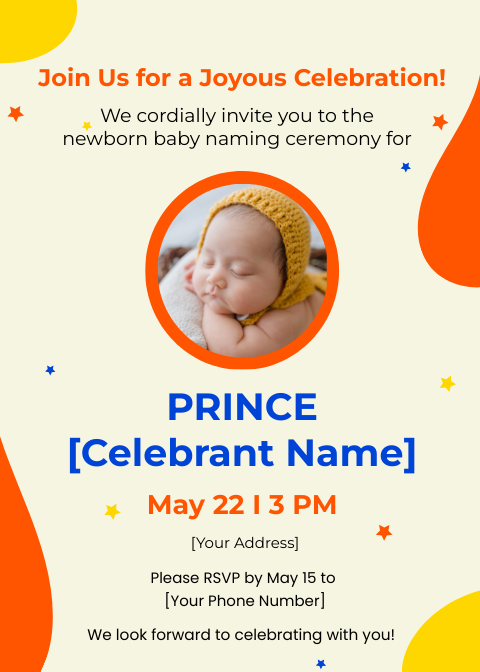 New born baby naming ceremony invitation Template