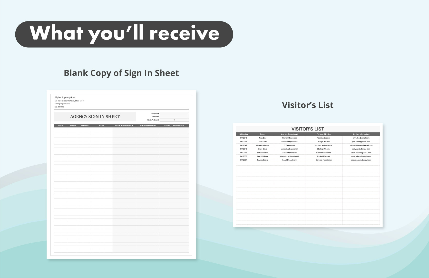 Agency Sign in Sheet Template