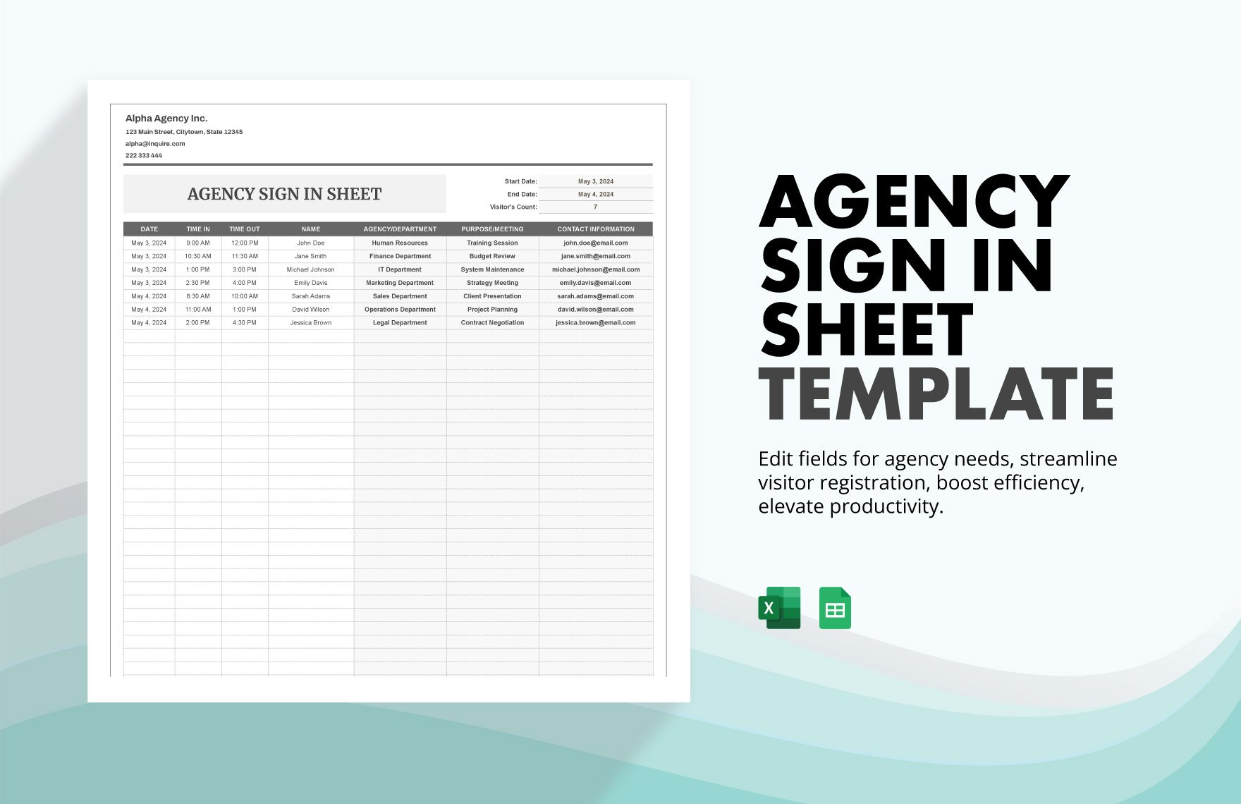 Agency Sign in Sheet Template