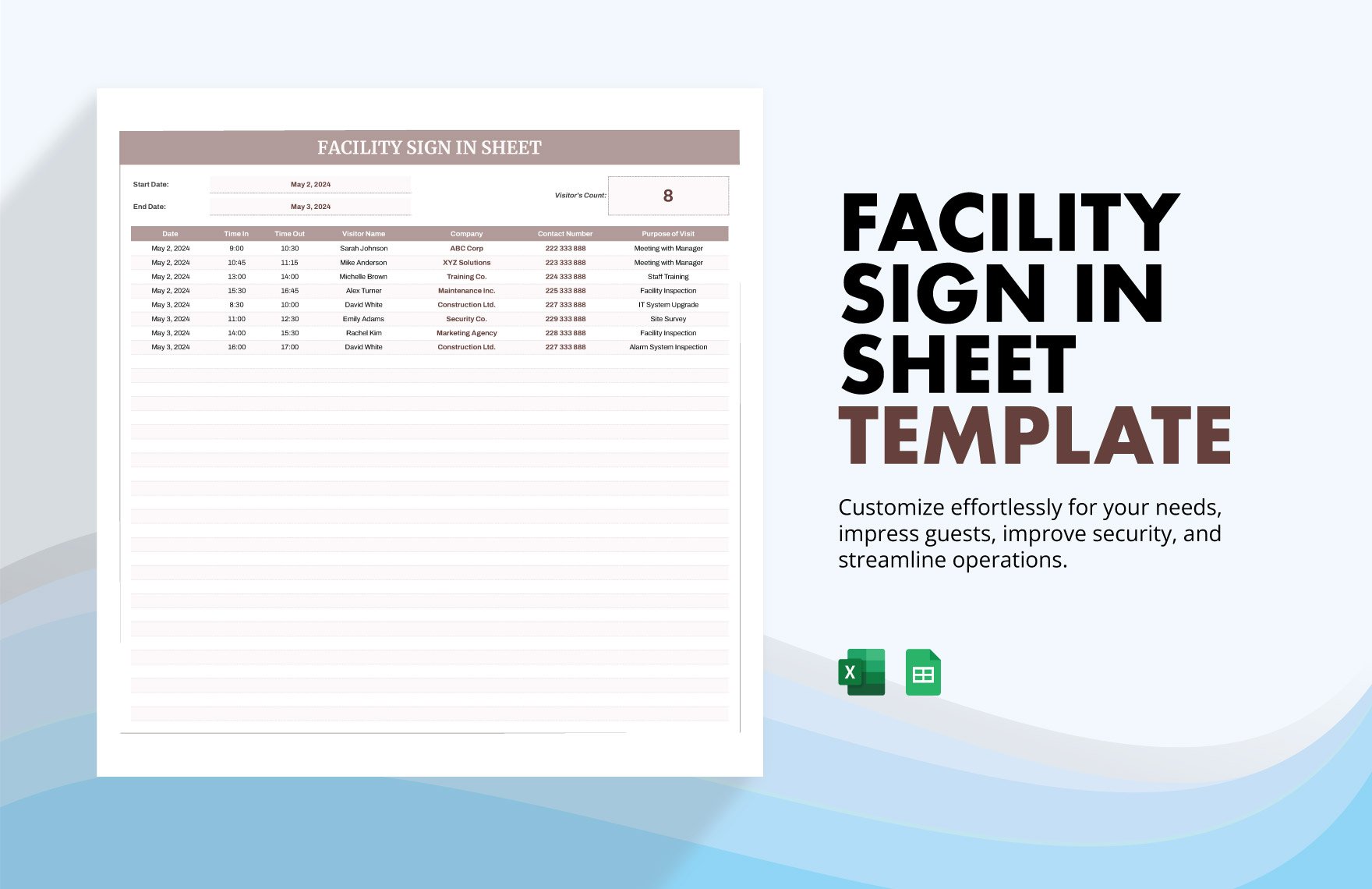Facility Sign in Sheet Template