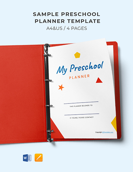 Free Sample Preschool Planner Template - Word, Apple Pages | Template.net