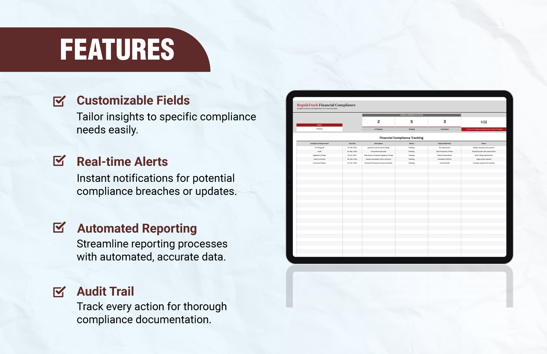 Financial Compliance Tracking Template