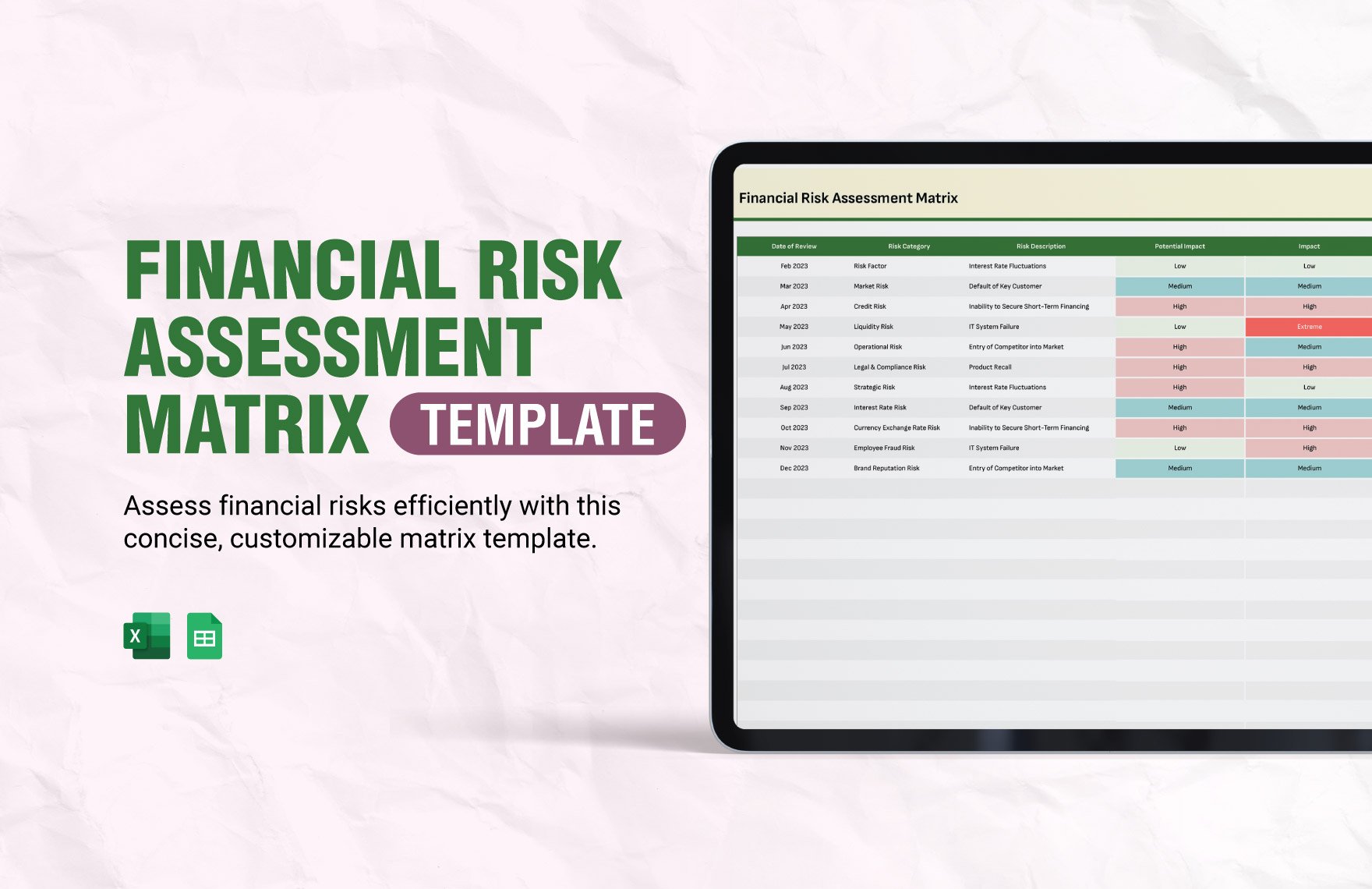 Financial Risk Assessment Matrix Template in Excel, Google Sheets