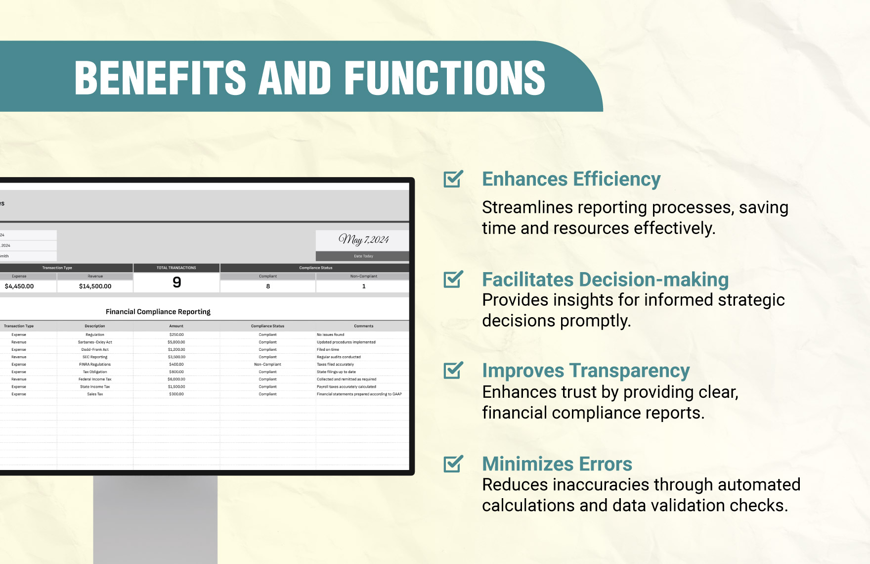 Financial Compliance Reporting Template