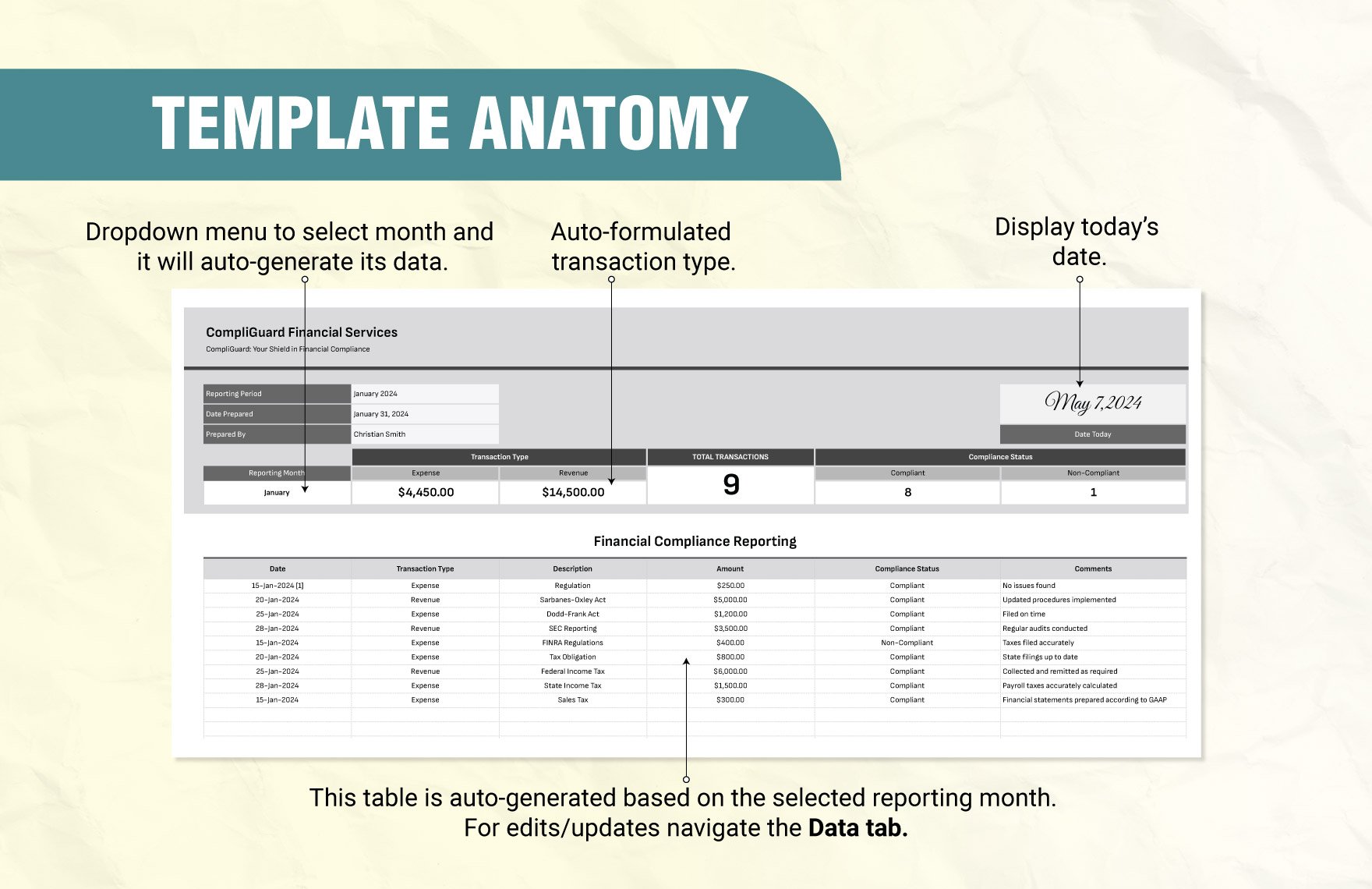 Financial Compliance Reporting Template