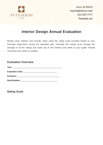 Free Interior Design Annual Evaluation Template to Edit Online