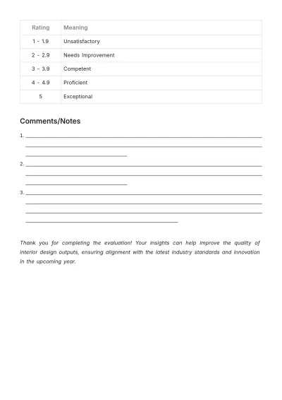 Free Interior Design Annual Evaluation Template to Edit Online
