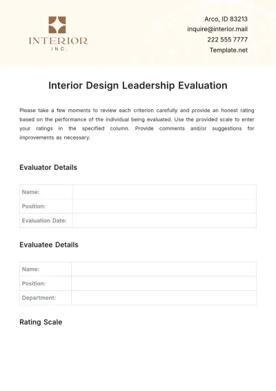 Free Interior Design Leadership Evaluation Template to Edit Online