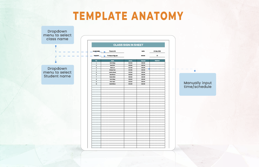 Class Sign in Sheet Template