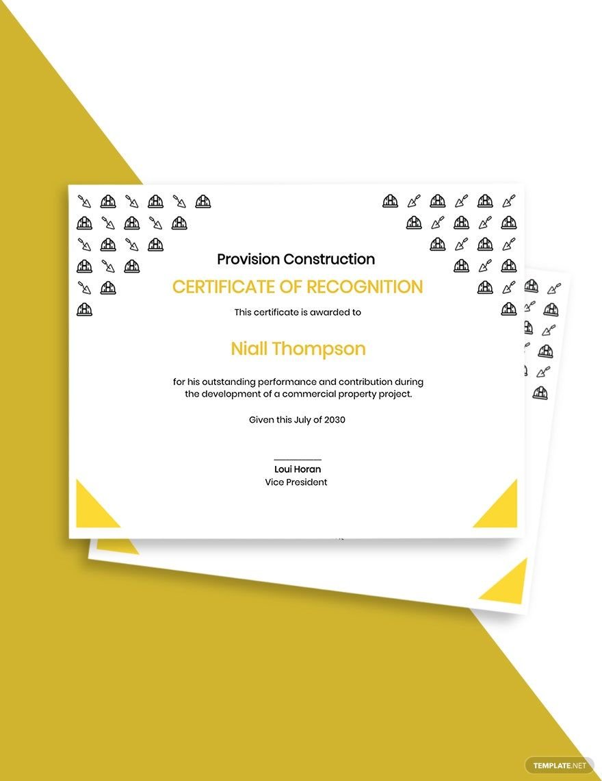 Free Blank Construction Certificate Template