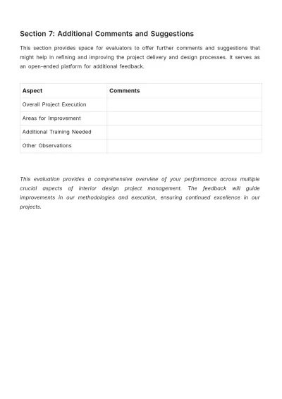 Free Interior Design Project Evaluation Template to Edit Online