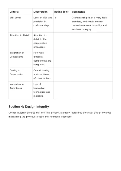 Free Interior Design Quality Evaluation Template to Edit Online