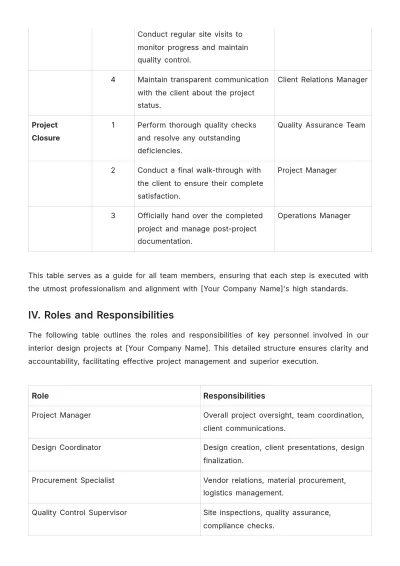 Free Interior Design Job Procedure Template to Edit Online