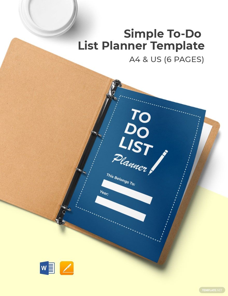 Simple To Do List Planner Template in Word, Google Docs, PDF, Apple Pages