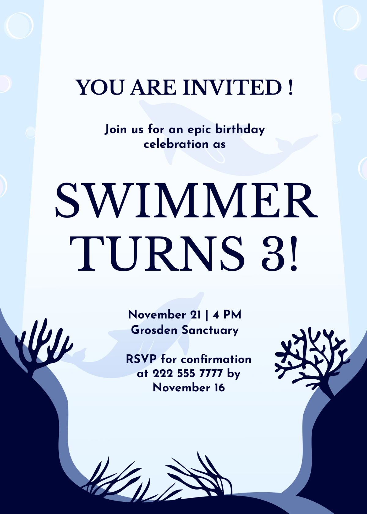 Dolphin Birthday Invitation