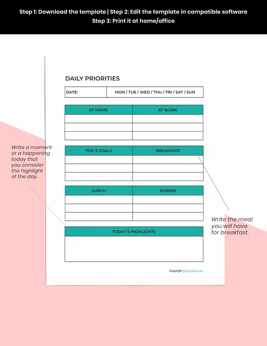 Printable Todo List Planner Template Instruction