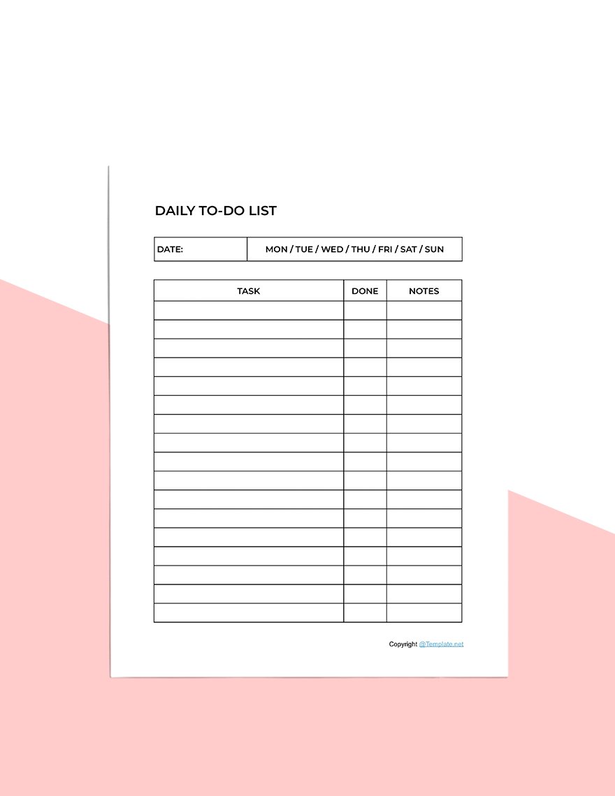 Printable Todo List Planner Template Example