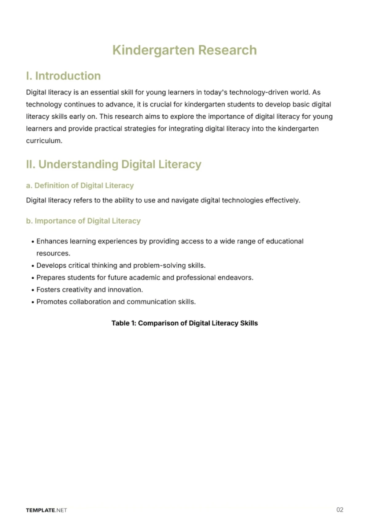 Free Kindergarten Research Template to Edit Online