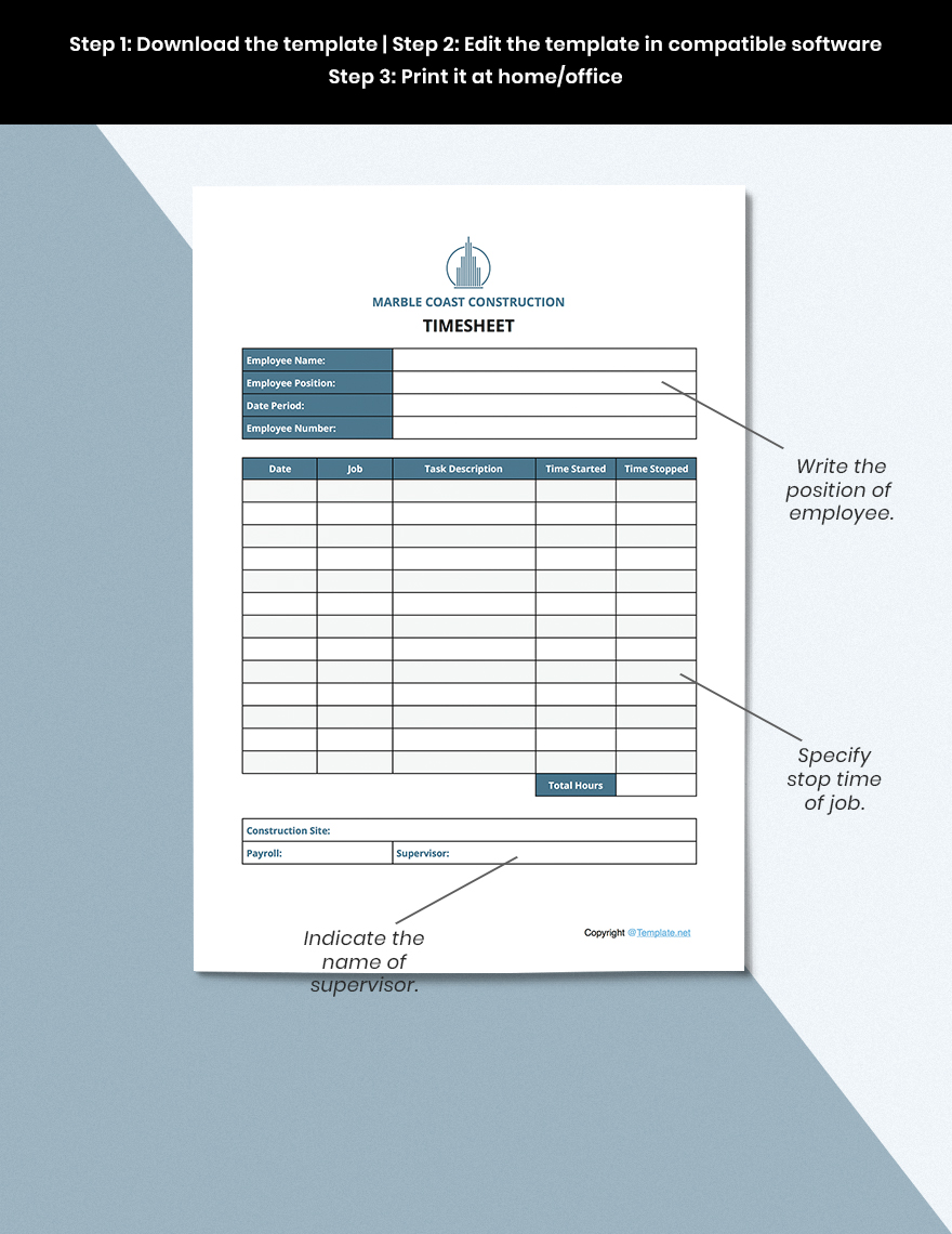 Sample Construction Timesheet Guide