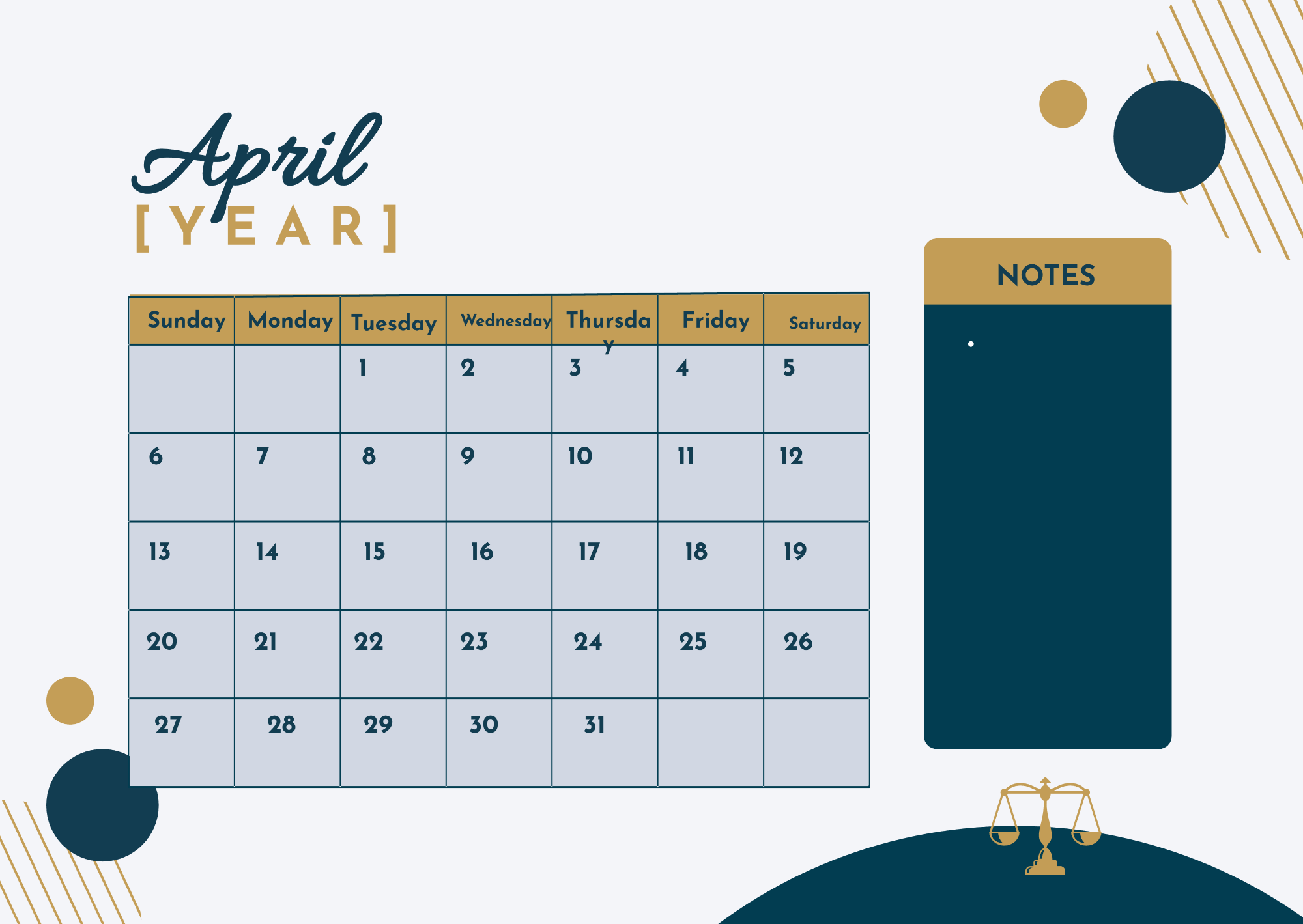 Free Law Firm Monthly Calendar Template to Edit Online
