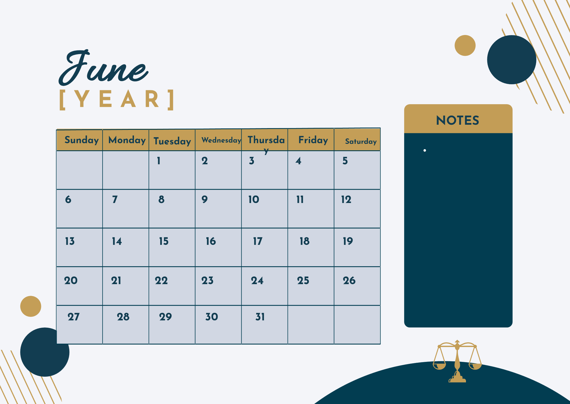 Free Law Firm Monthly Calendar Template to Edit Online