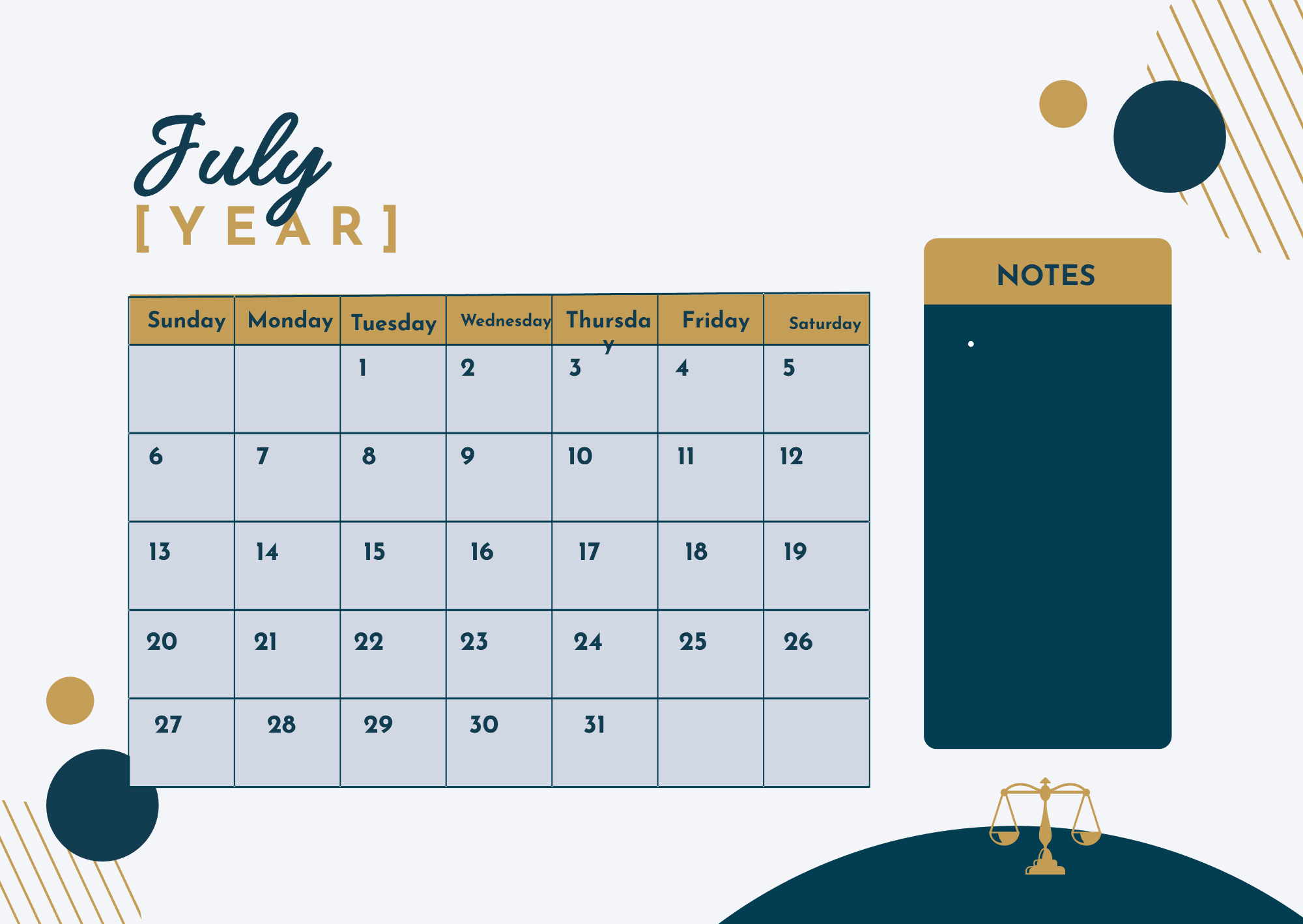 Free Law Firm Monthly Calendar Template to Edit Online