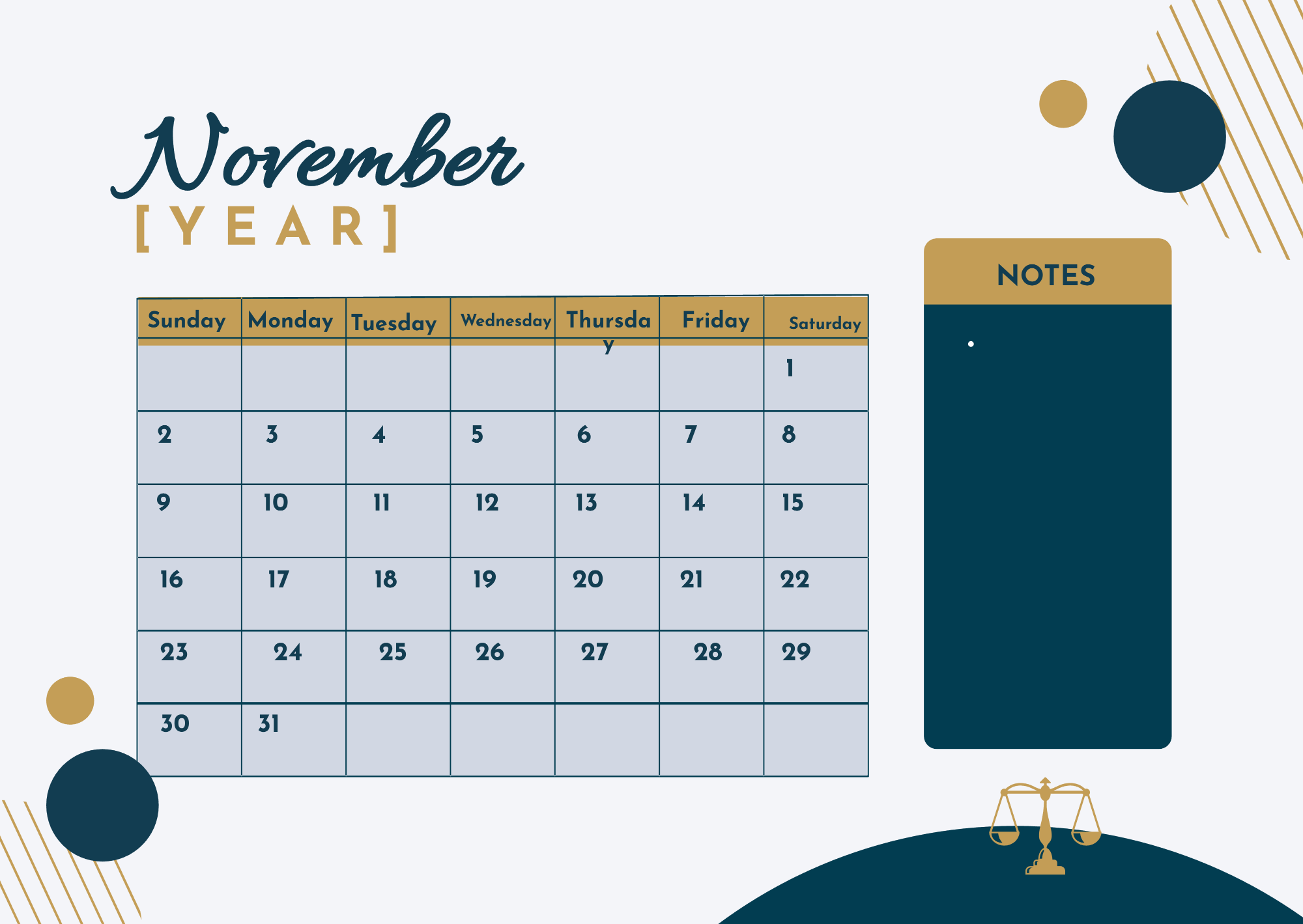 Free Law Firm Monthly Calendar Template to Edit Online