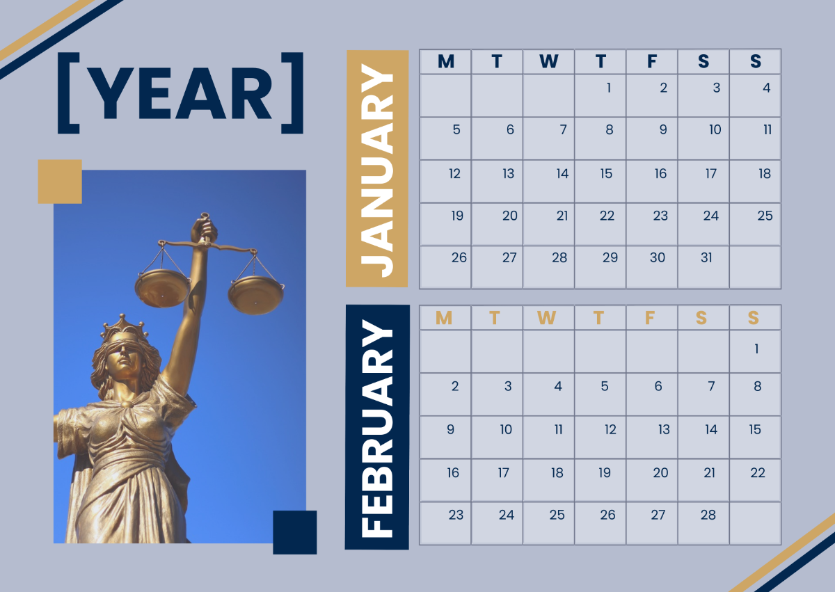 Free Law Firm Yearly Calendar Template