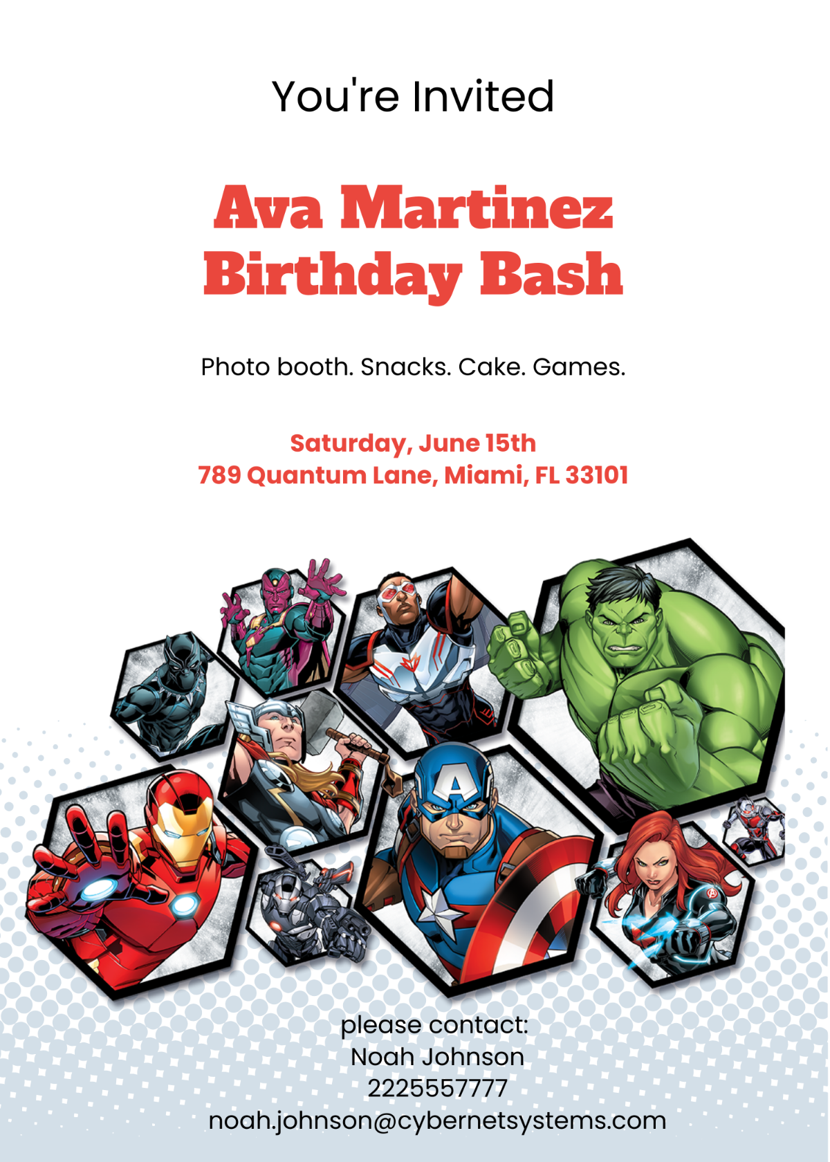 Avenger Birthday Invitation
