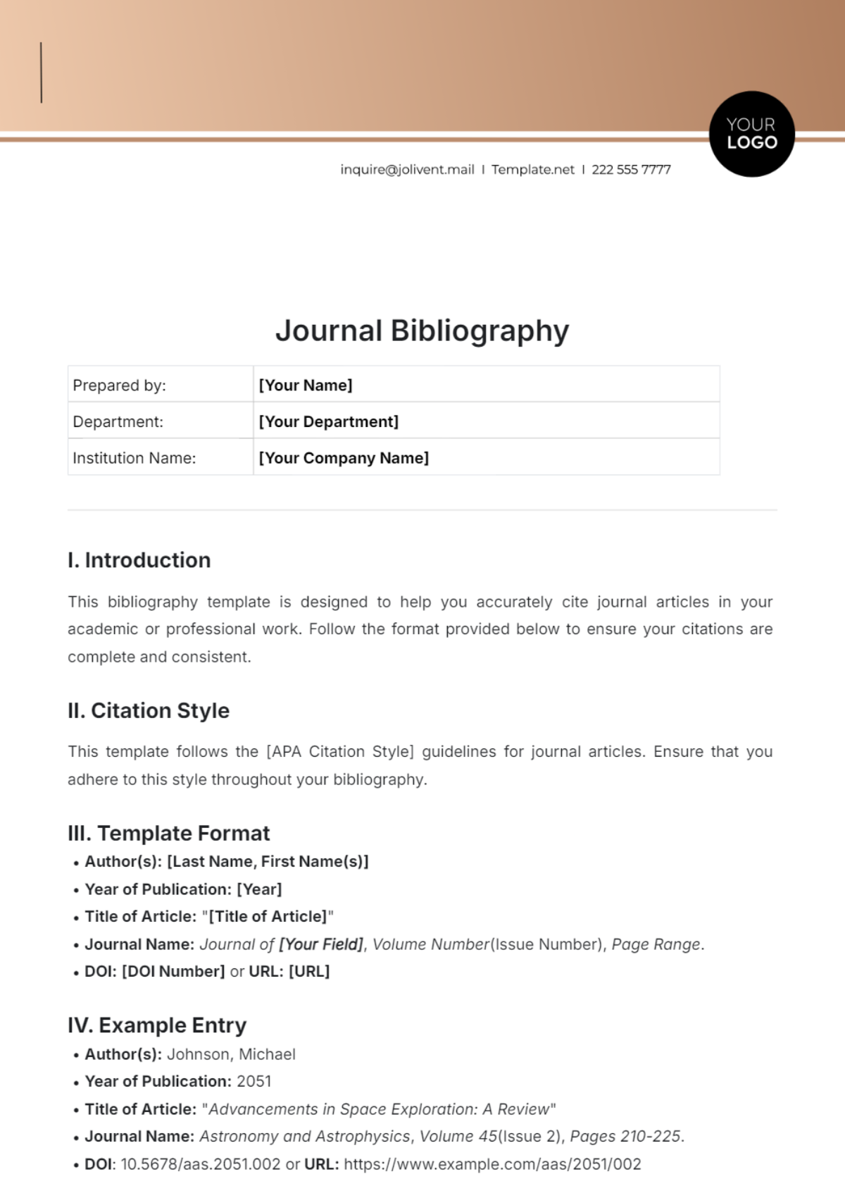 Journal Bibliography Template - Edit Online & Download