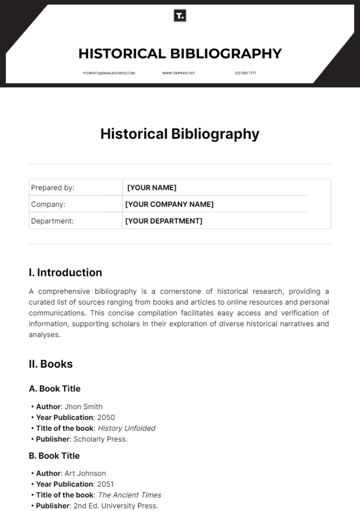 Historical Bibliography Template
