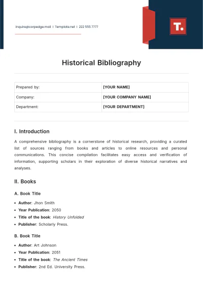 Free Historical Bibliography Template to Edit Online
